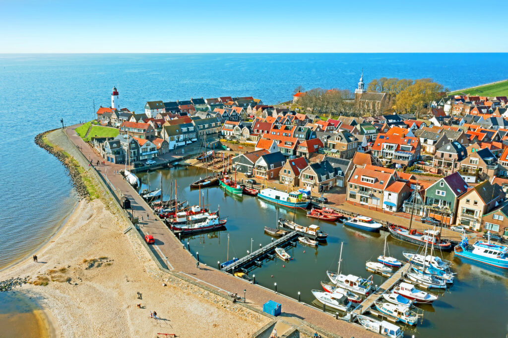 Aerial view of the historic village center of Urk, Flevoland