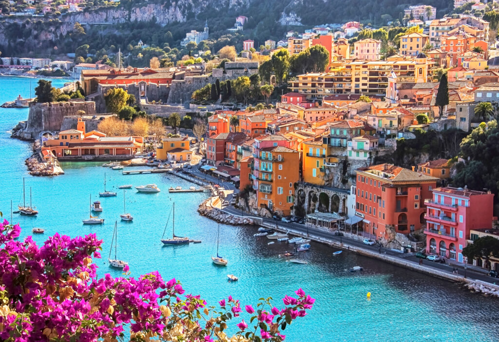 Boats at anchor in Villefranche-sur-mer on the French Riviera, Côte d'Azur